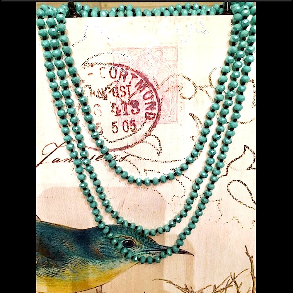 TURQUOISE CRYSTAL QUARTZ NECKLACE EXTRA LONG   62”